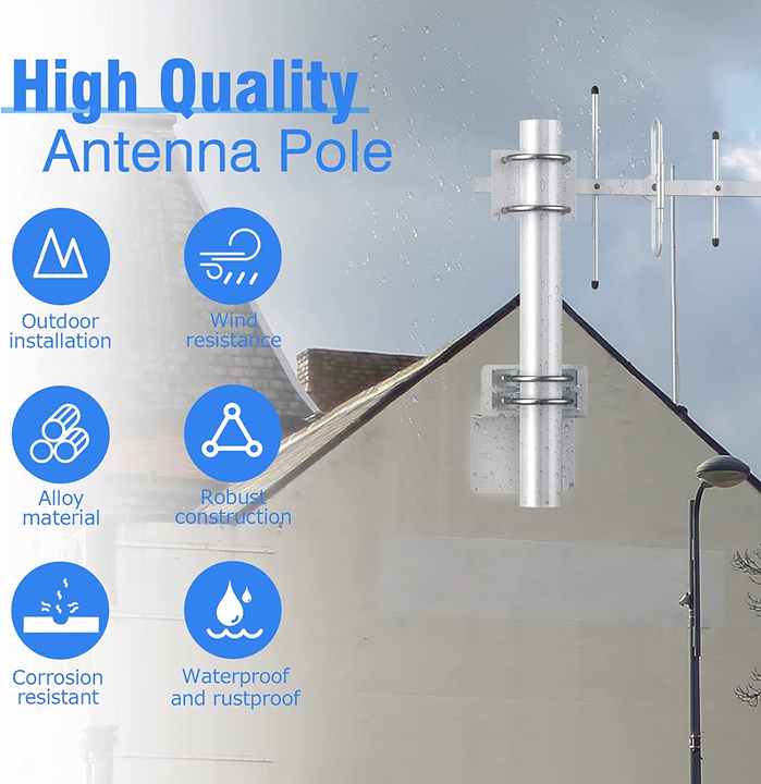 DYMACHINE Kit de support de montage d'installation d'antenne en acier inoxydable avec doubles boulons en U 