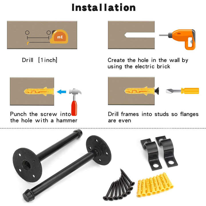 DYMACHINE Supports d'étagères muraux DIY à suspendre Noir