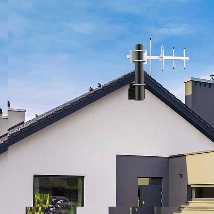 DYMACHINE Support de montage d'antenne en acier argent noir supports d'antenne universels avec doubles boulons en U 