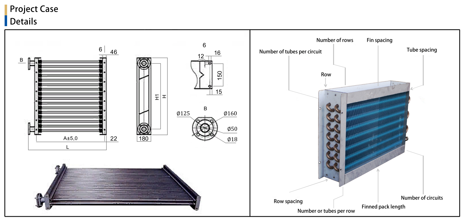 Échangeur de chaleur air-eau de tube à ailettes en acier inoxydable SS304 d'aileron en aluminium fait sur commande