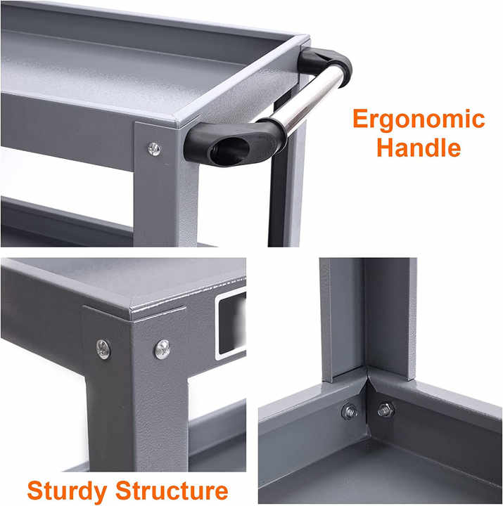 Chariot de rangement pour outils roulants utilitaires à 3 niveaux DYMACHINE avec roues verrouillables